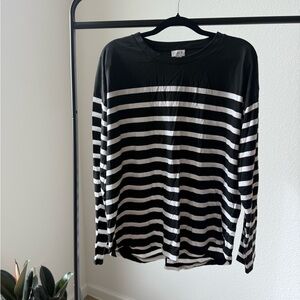 J. Crew Black and White Striped Long Sleeve Tee